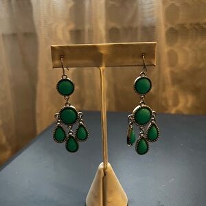 Green Teardrop Dangle Earrings - Silver-Tone Women’s Jewelry